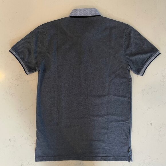 Denim & Flower Ricky Singh Easy Care 3 Button SS Poly Polo Shirt Blue Sz M NWT - Picture 8 of 11